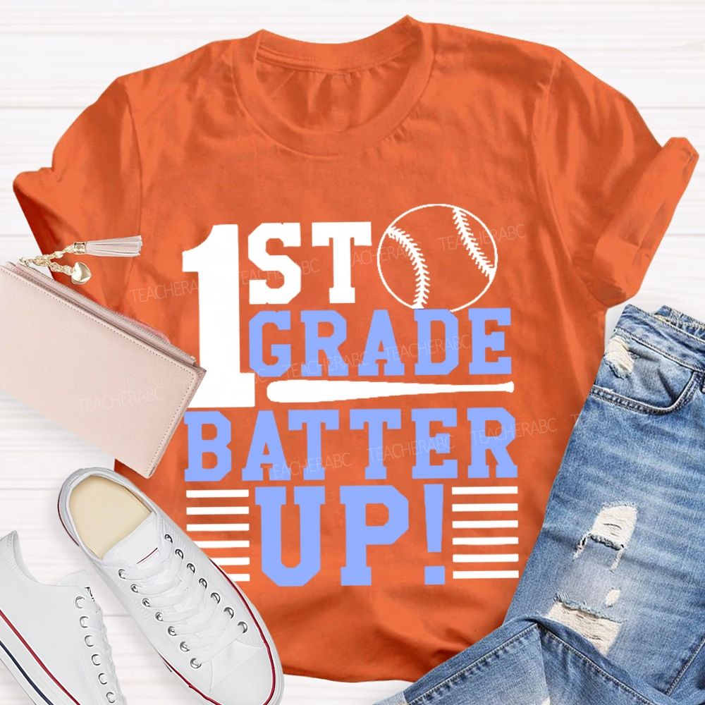 Personalized Grade 1st Grade Batter Up  Teacher T-shirt