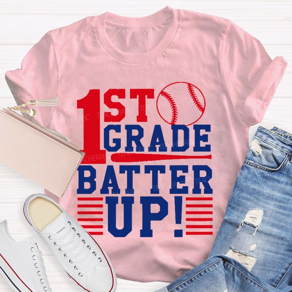 Personalized Grade 1st Grade Batter Up  Teacher T-shirt