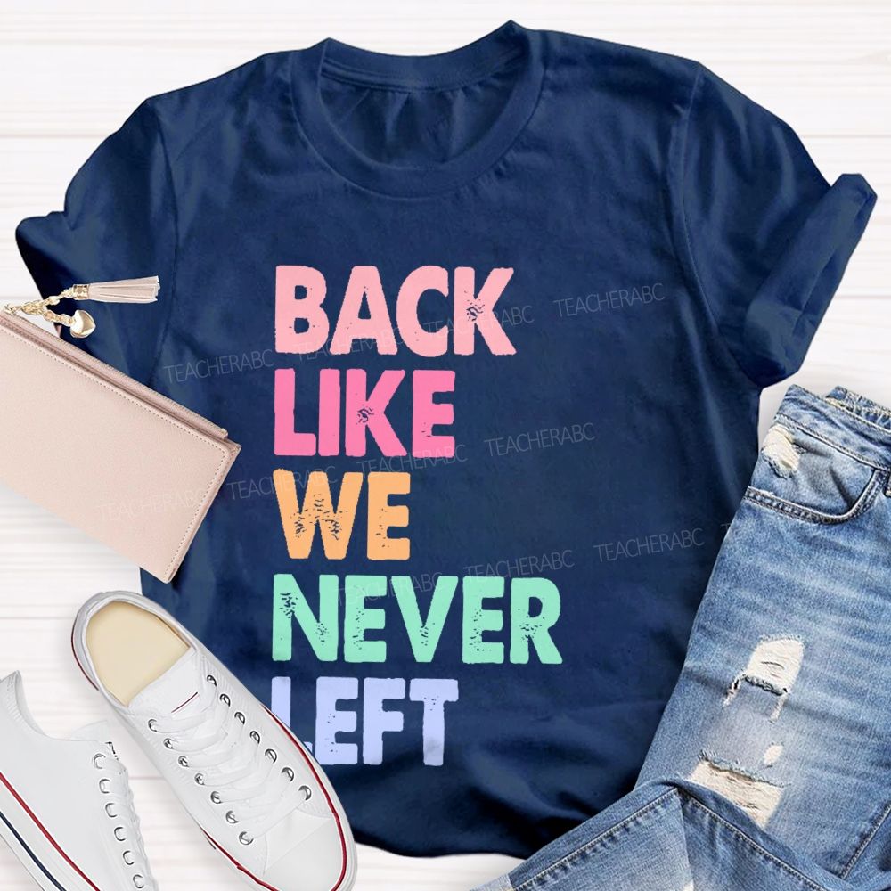 Back Like We Never Left   Teacher T-shirt