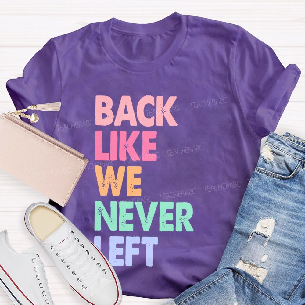 Back Like We Never Left   Teacher T-shirt