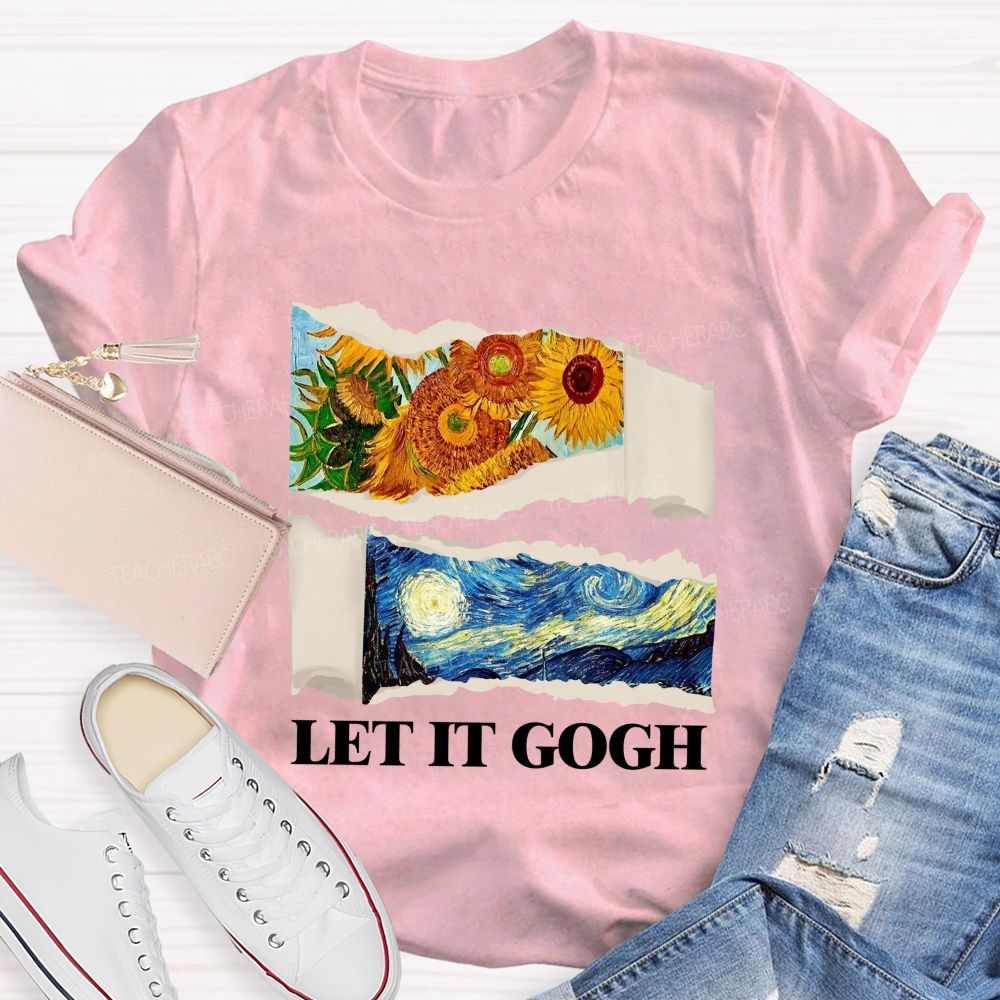 Let It Go Sunflower And Goodnight Printed Teacher T-Shirt