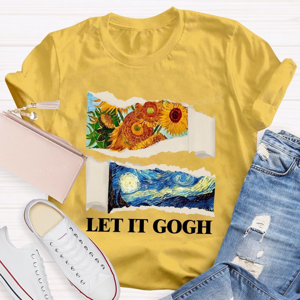 Let It Go Sunflower And Goodnight Printed Teacher T-Shirt
