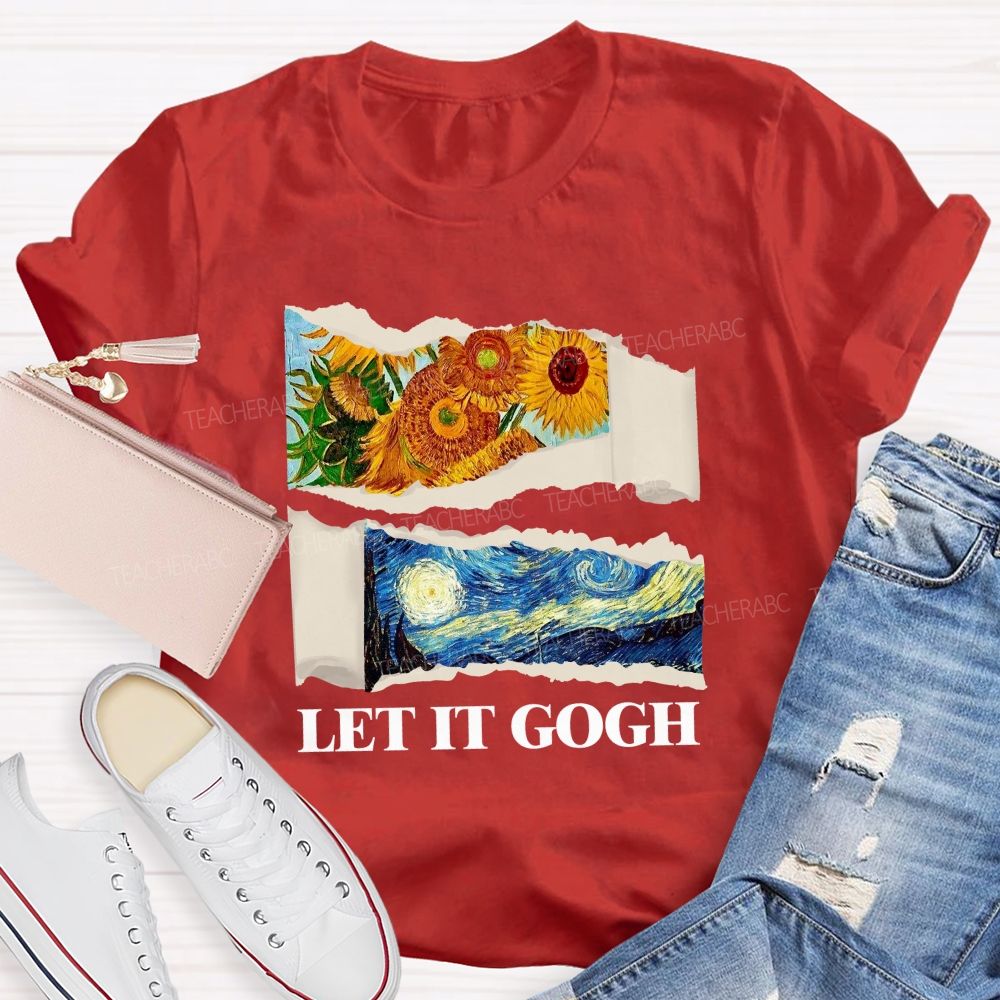 Let It Go Sunflower And Goodnight Printed Teacher T-Shirt