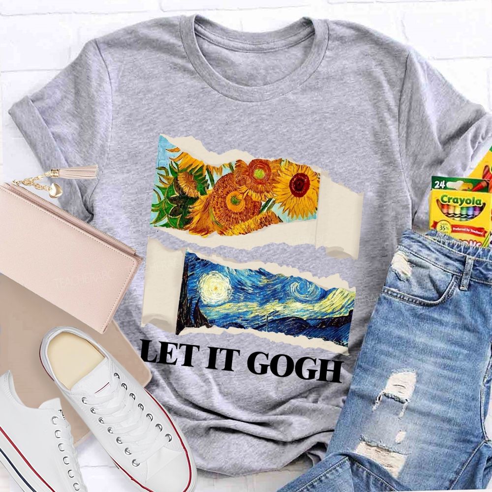 Let It Go Sunflower And Goodnight Printed Teacher T-Shirt