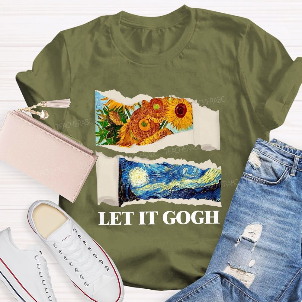Let It Go Sunflower And Goodnight Printed Teacher T-Shirt