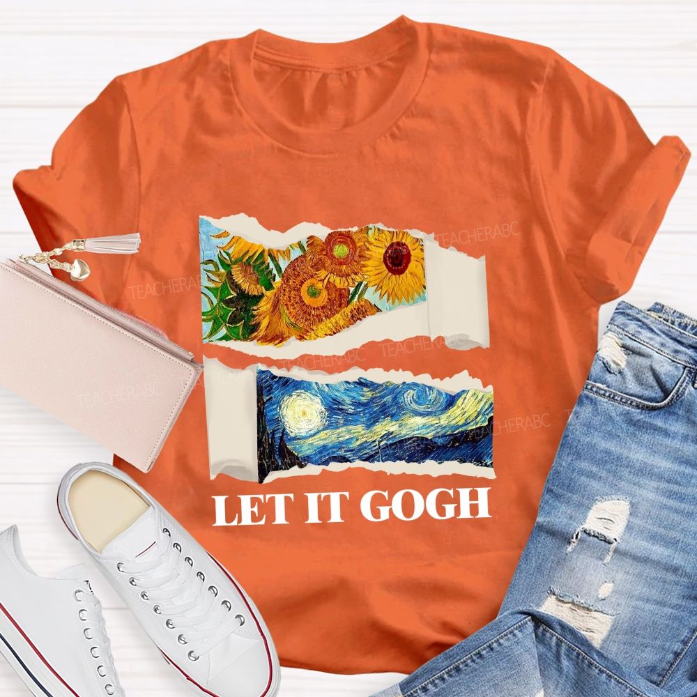 Let It Go Sunflower And Goodnight Printed Teacher T-Shirt