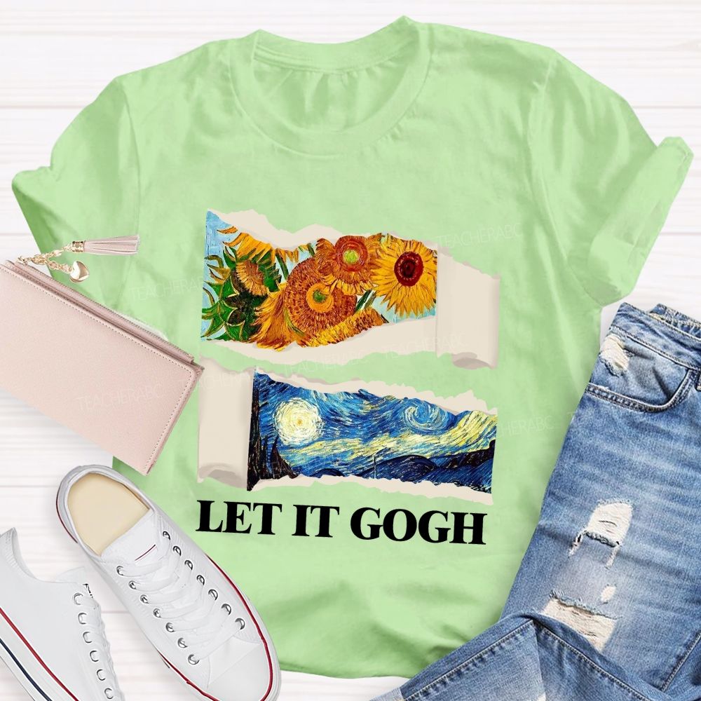 Let It Go Sunflower And Goodnight Printed Teacher T-Shirt
