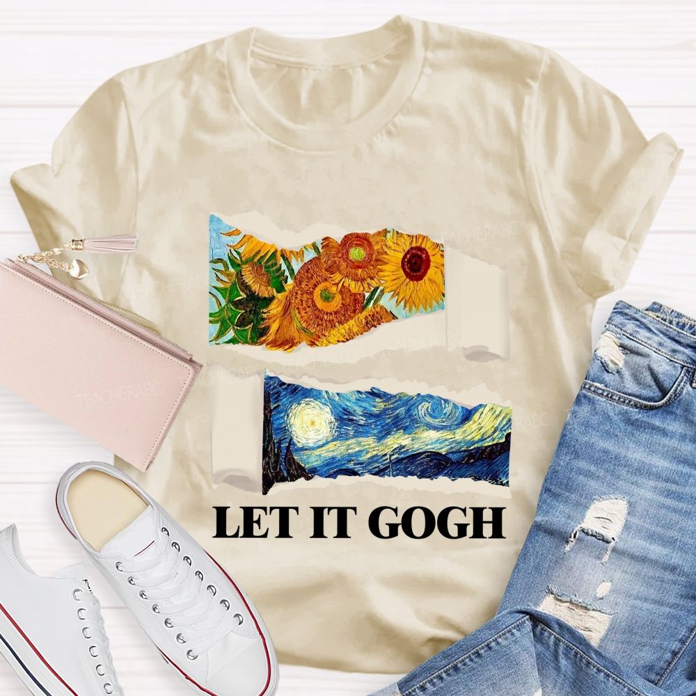 Let It Go Sunflower And Goodnight Printed Teacher T-Shirt