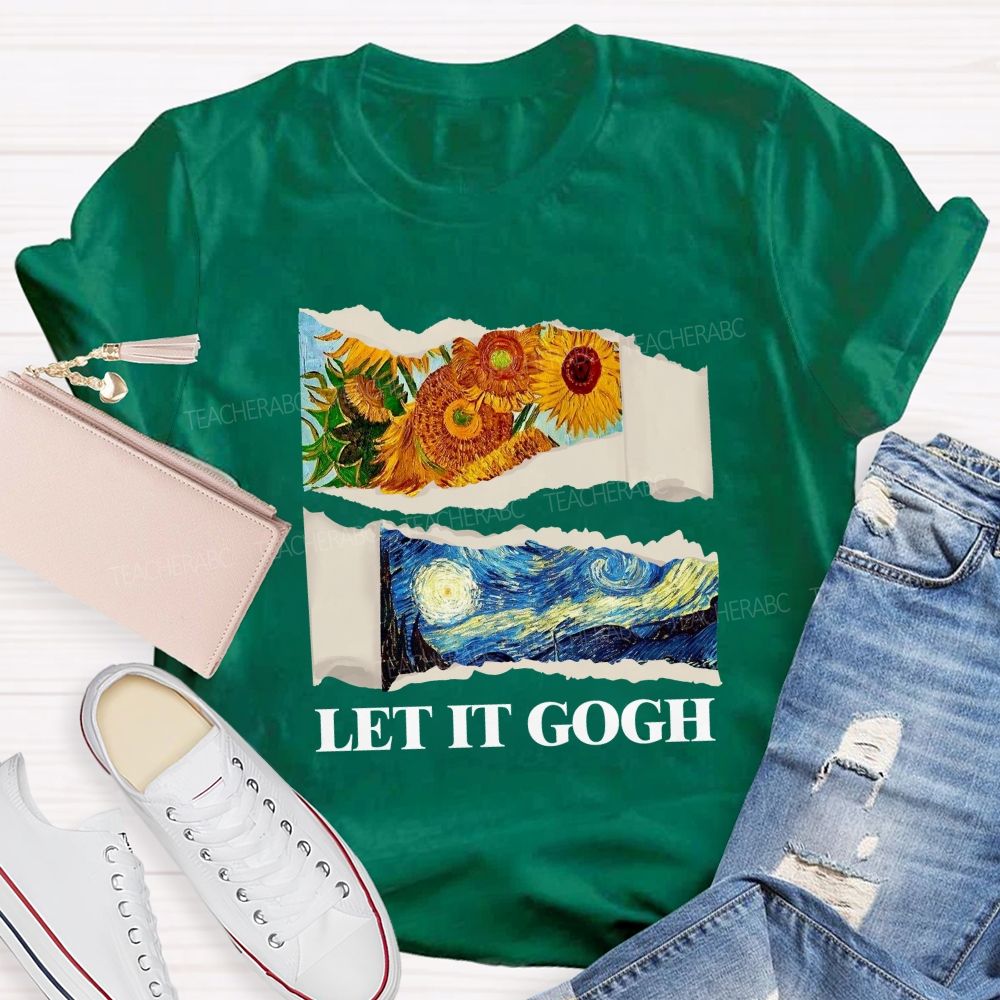 Let It Go Sunflower And Goodnight Printed Teacher T-Shirt