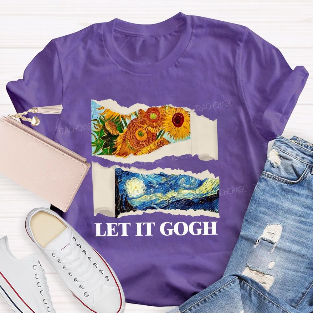 Let It Go Sunflower And Goodnight Printed Teacher T-Shirt