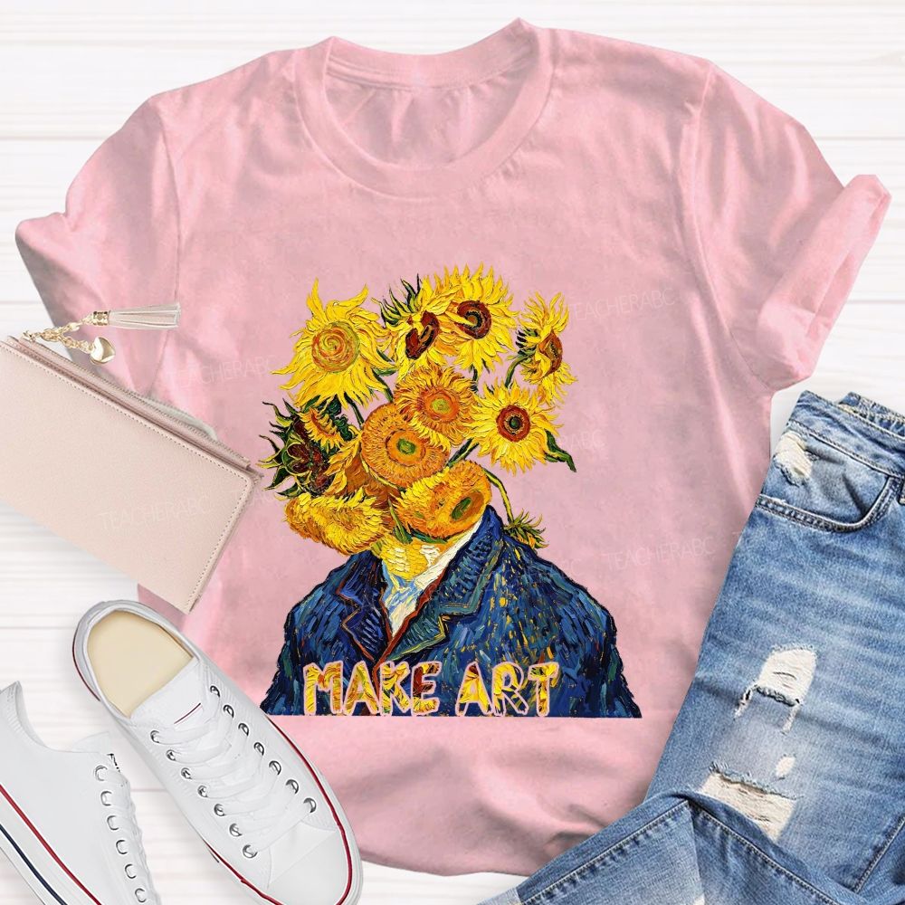 Make Art Sunflower Teacher T-shirt