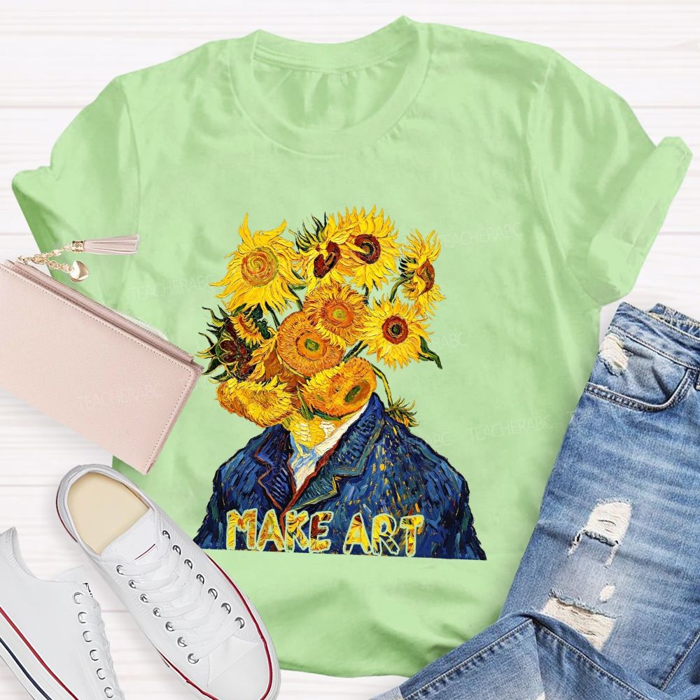 Make Art Sunflower Teacher T-shirt