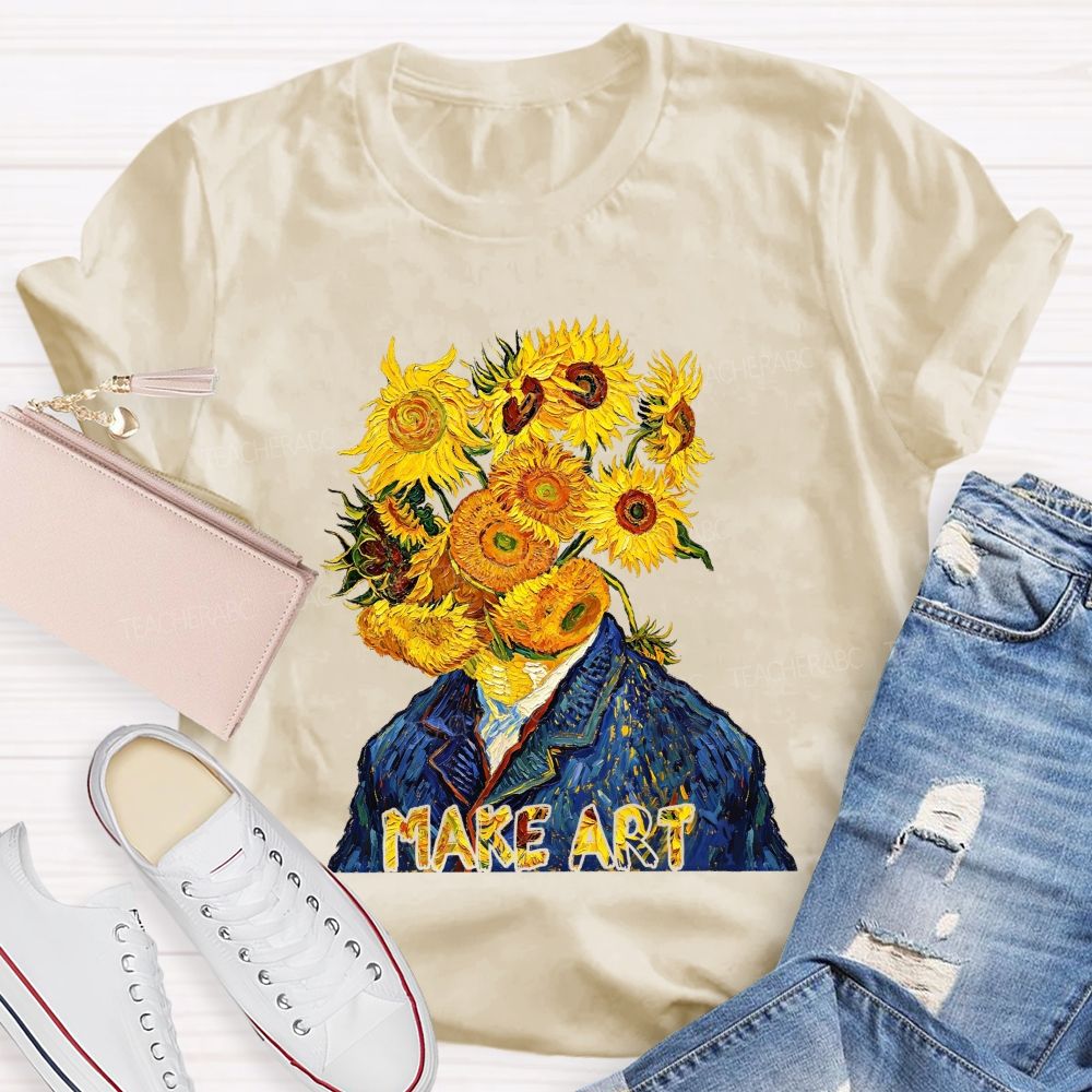 Make Art Sunflower Teacher T-shirt