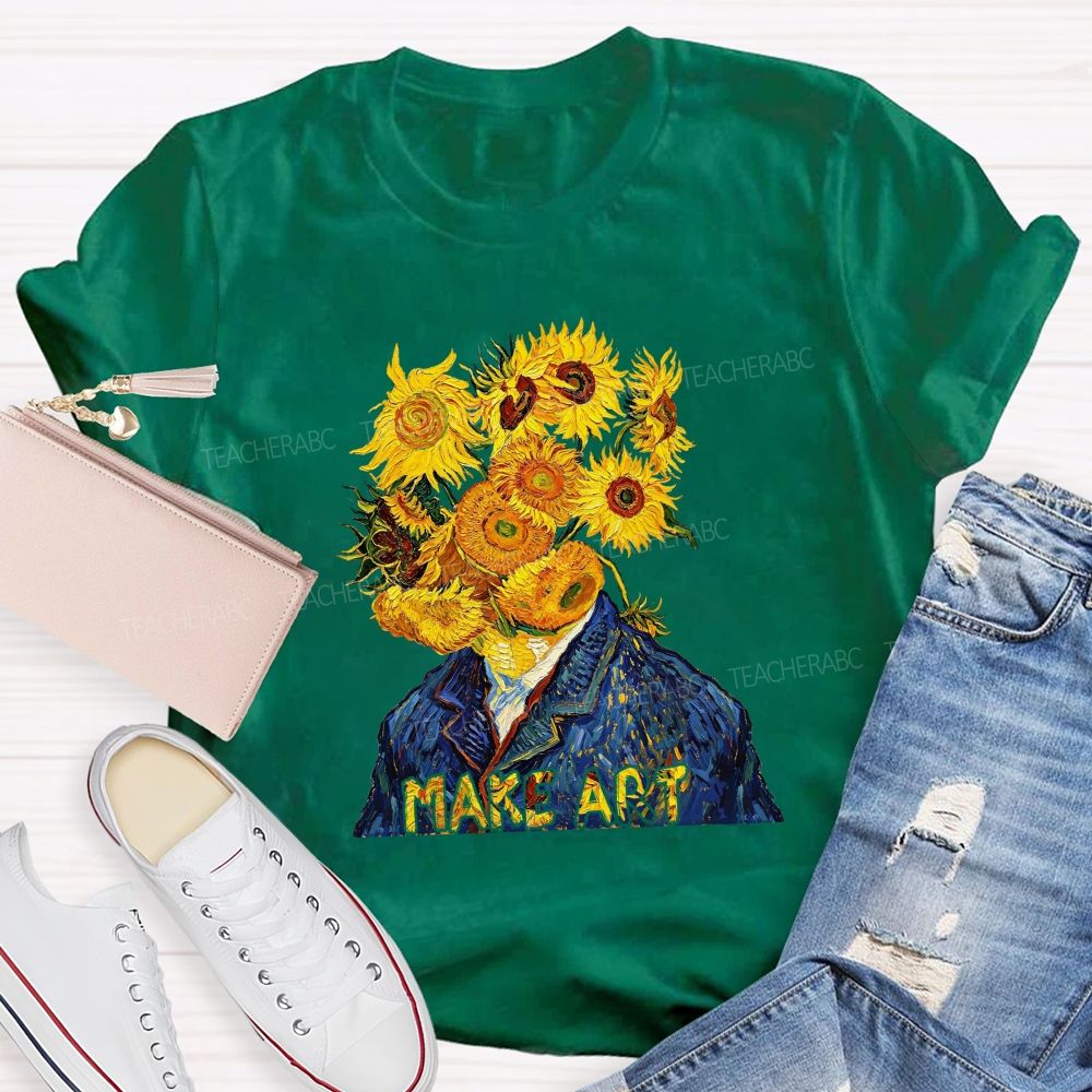 Make Art Sunflower Teacher T-shirt