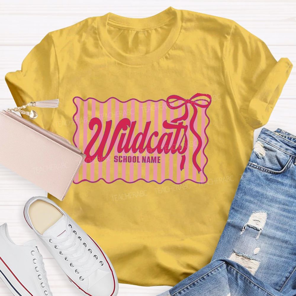 Personalized Mascot And School Name Fresh-Style Bow Teacher T-Shirt