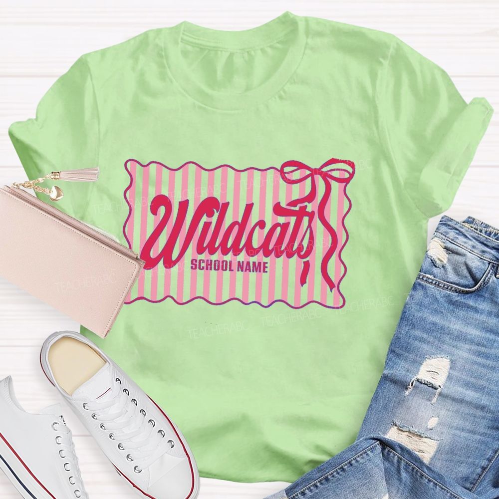 Personalized Mascot And School Name Fresh-Style Bow Teacher T-Shirt