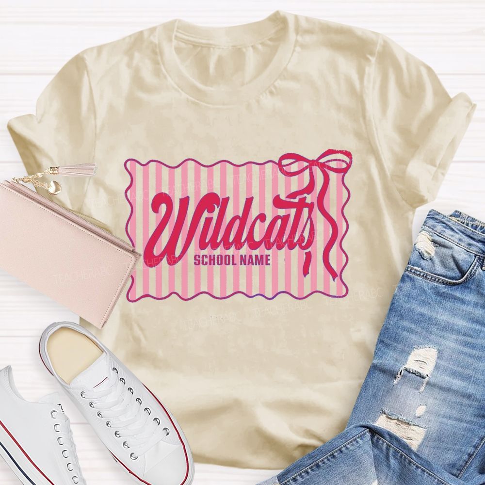 Personalized Mascot And School Name Fresh-Style Bow Teacher T-Shirt