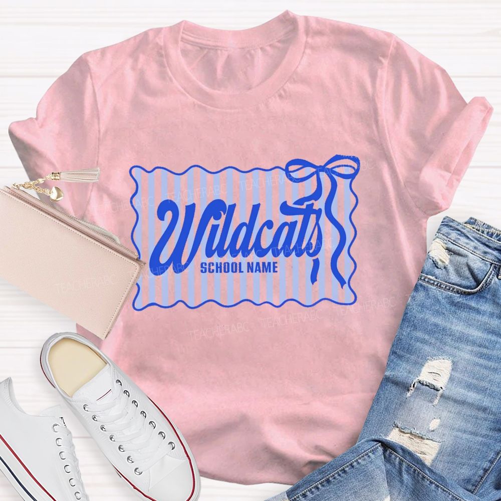 Personalized Mascot And School Name Fresh-Style Bow Teacher T-Shirt