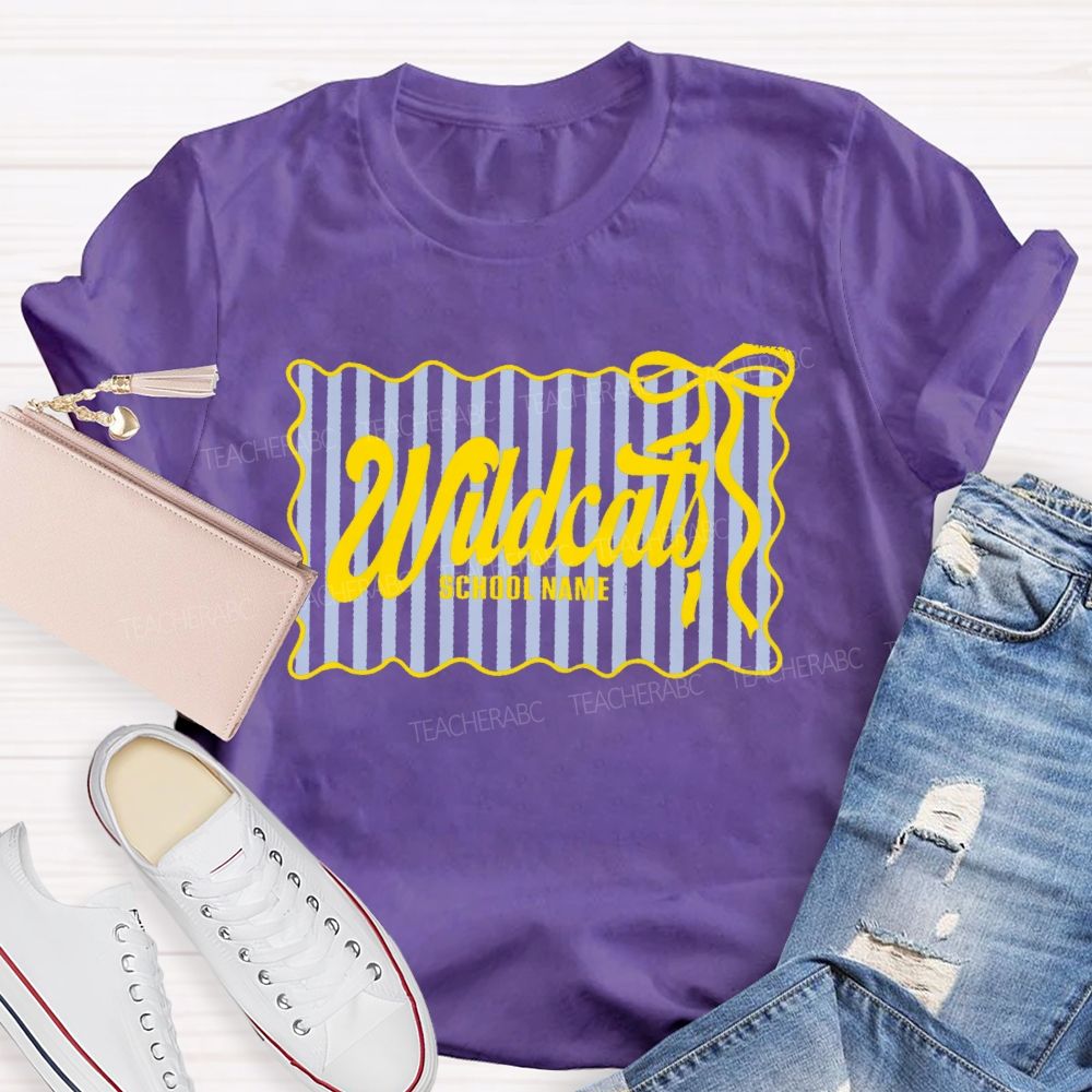 Personalized Mascot And School Name Fresh-Style Bow Teacher T-Shirt