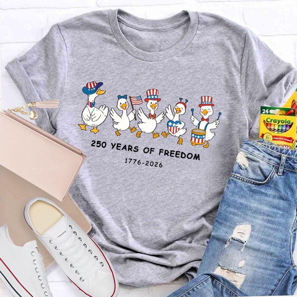 250 Years Of Freedom Duck  Teacher T-shirt