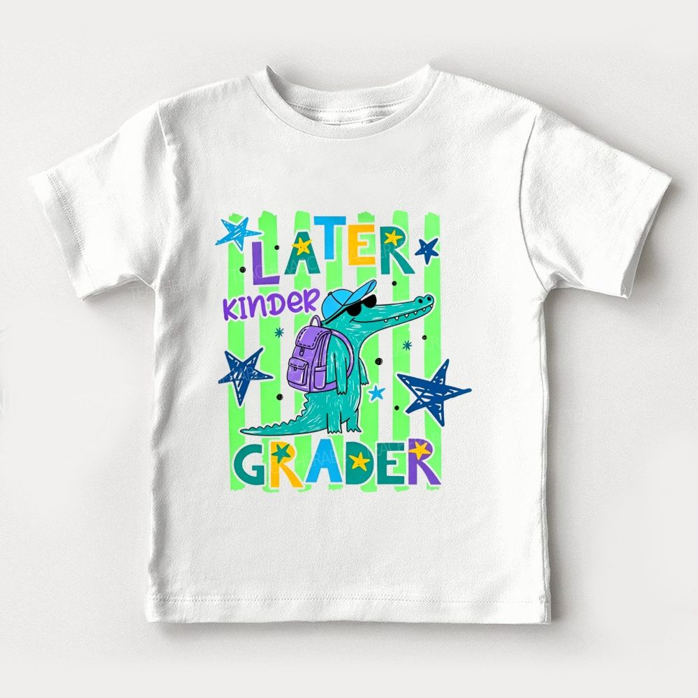 Personalized Grade Later Kinder Grader Cool Crocodile Toddler T-shirts