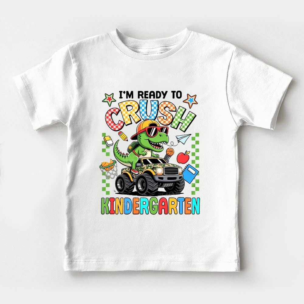 Personalized Grade I'M Ready To Crush Kindergarten Dino Truck Toddler T-shirts