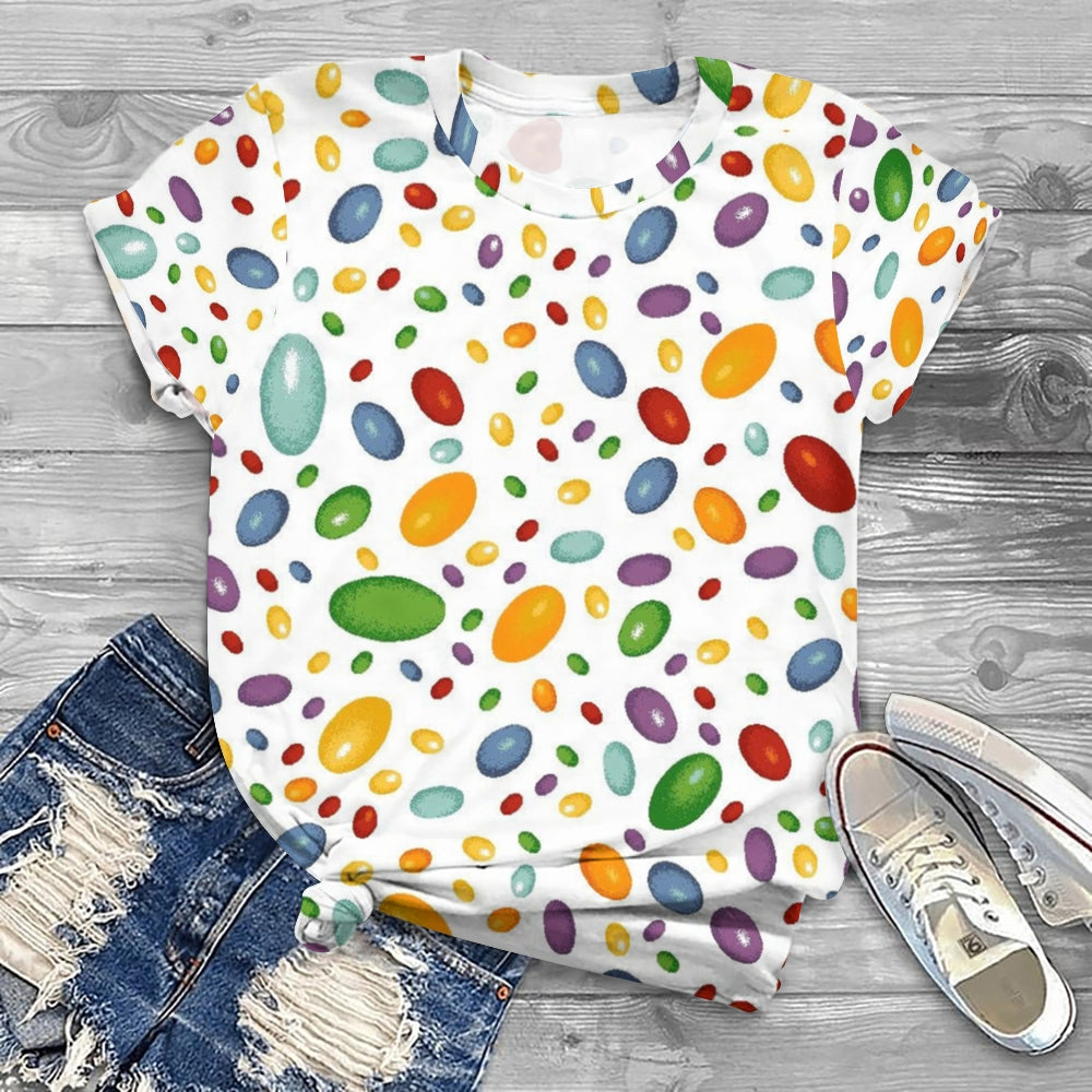 Elegant Colorful Polka-Dot T-shirt