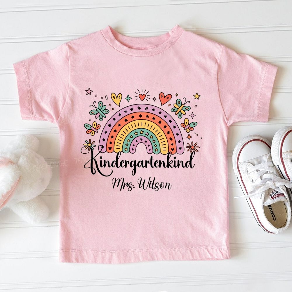 Personalized Name And Grade Kindergarten And Rainbow Toddler T-shirts
