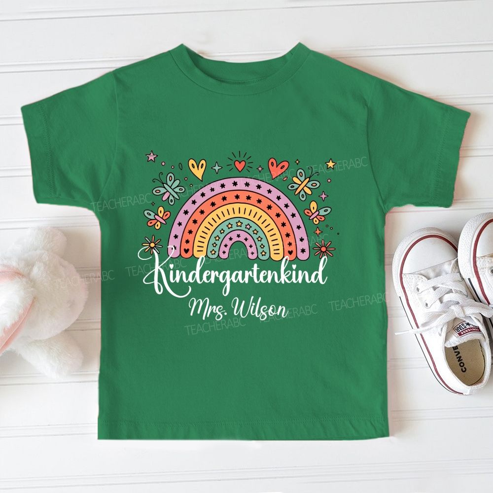 Personalized Name And Grade Kindergarten And Rainbow Toddler T-shirts