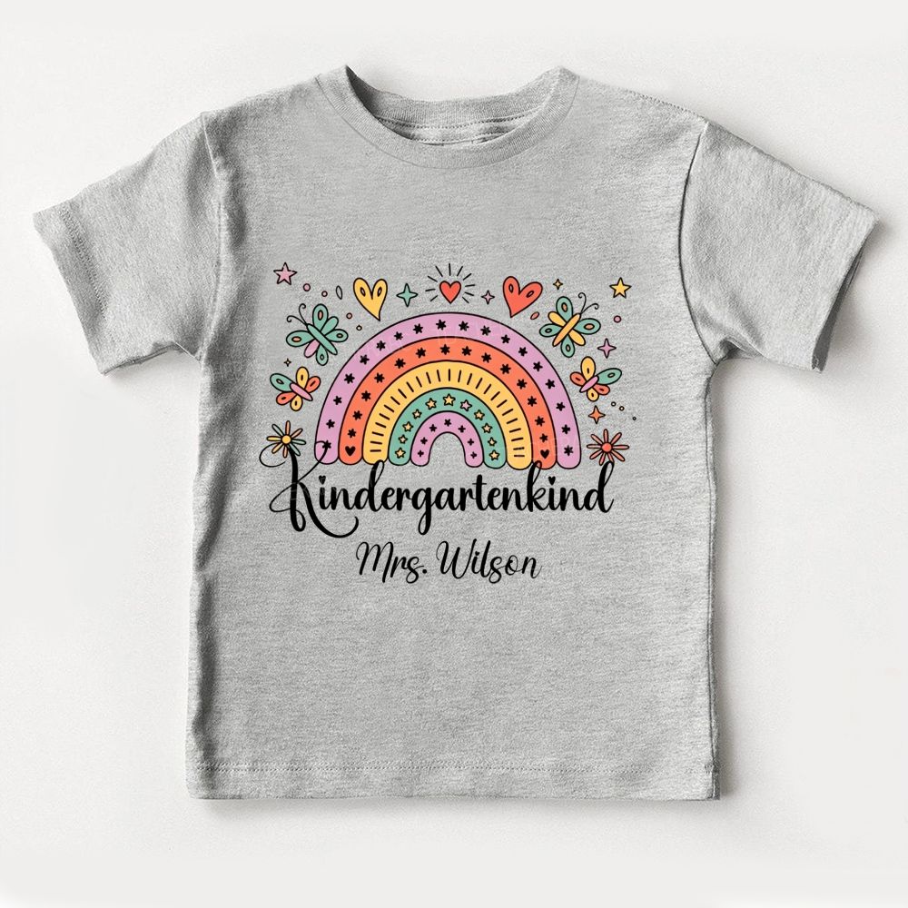 Personalized Name And Grade Kindergarten And Rainbow Toddler T-shirts