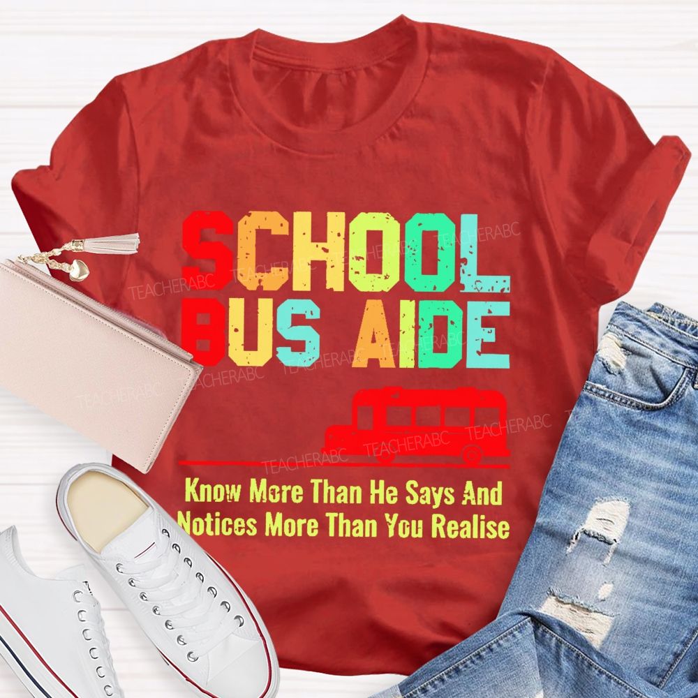 School Bus Aide Letters  Teacher T-shirt