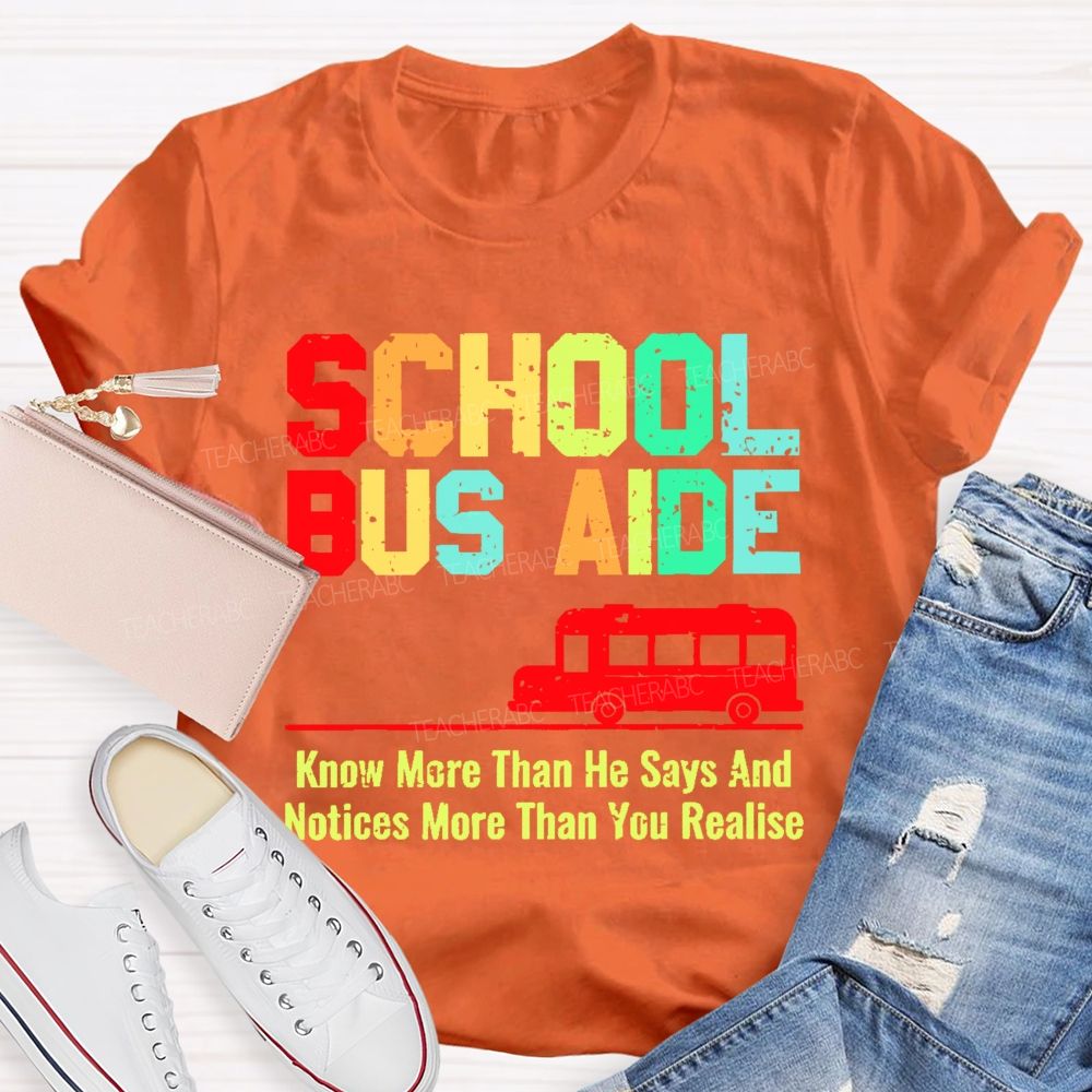 School Bus Aide Letters  Teacher T-shirt