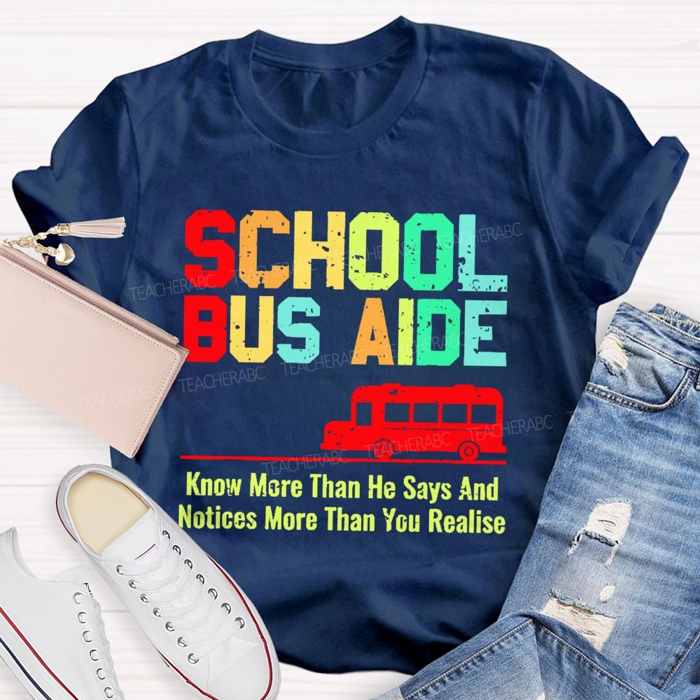 School Bus Aide Letters  Teacher T-shirt