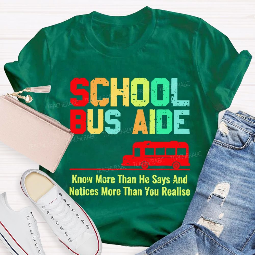 School Bus Aide Letters  Teacher T-shirt