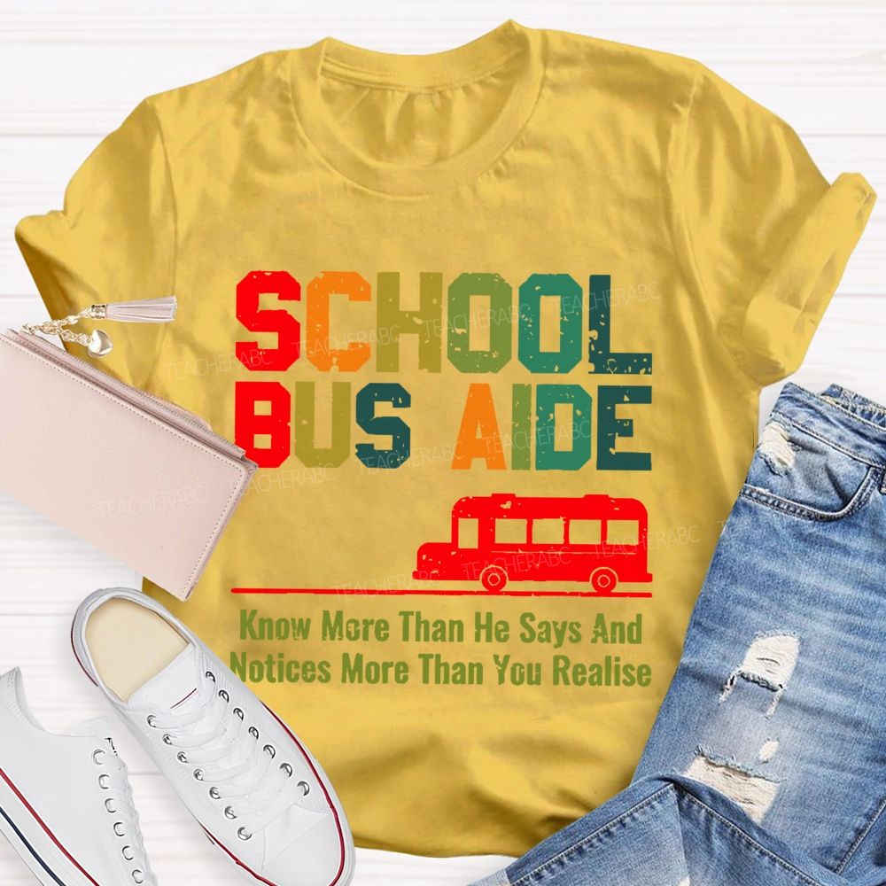 School Bus Aide Letters  Teacher T-shirt