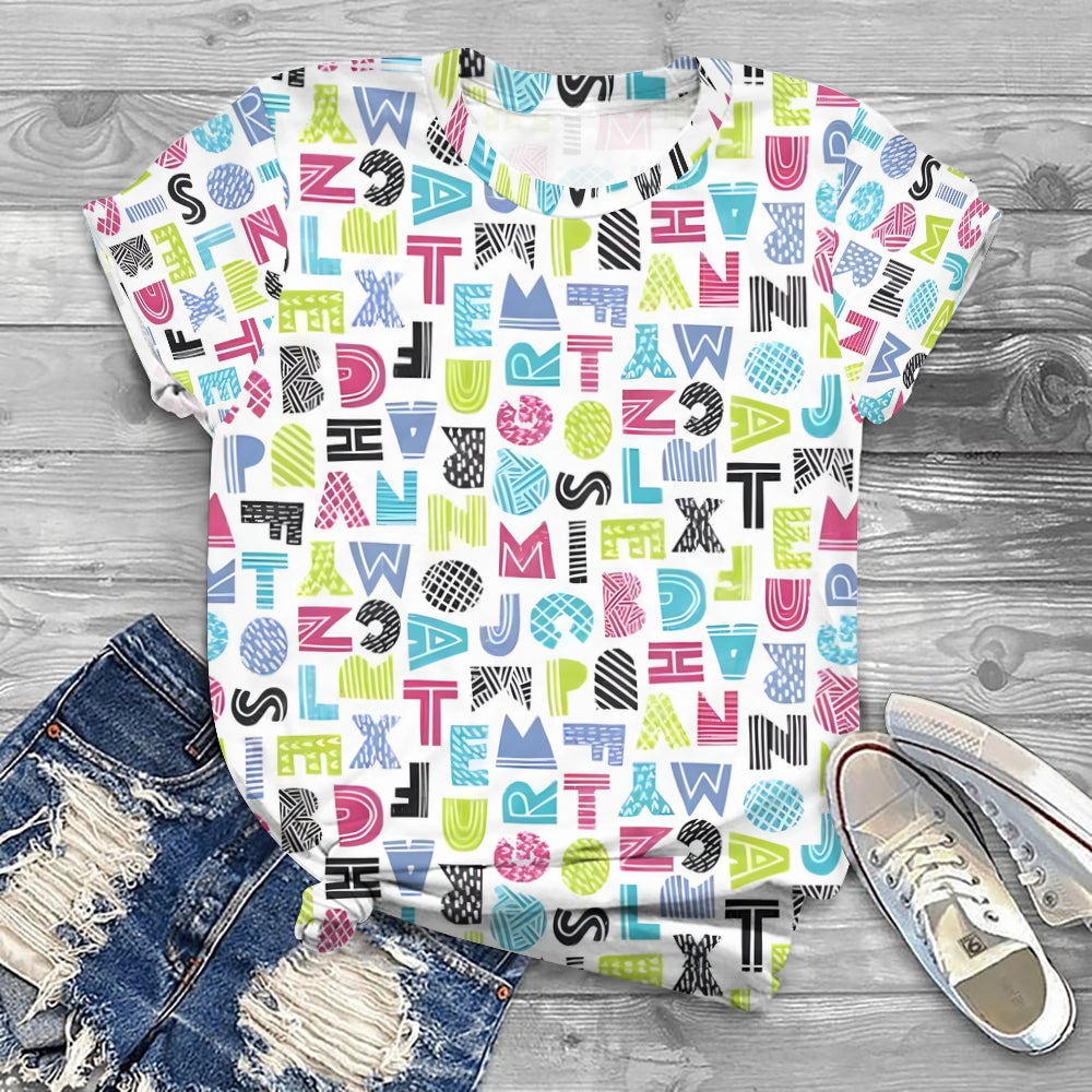Alphabet Charm Printed T-shirt