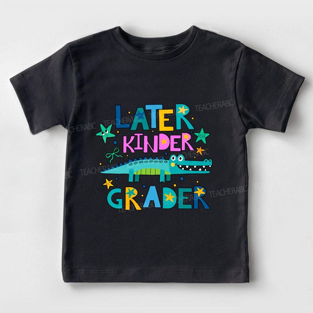 Personalized Grade Cute Alligator Later Kinder Grader Toddler T-shirts