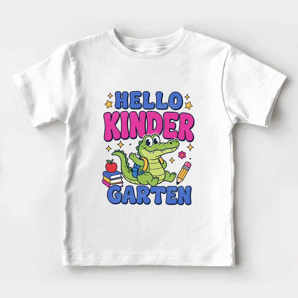 Personalized Grade Hello Kindergarten Backpack Crocodile Toddler T-shirts