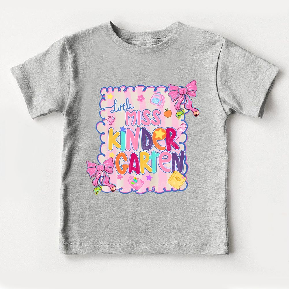 Personalized Grade Little Miss Kindergarten Pink Bow Toddler T-shirts