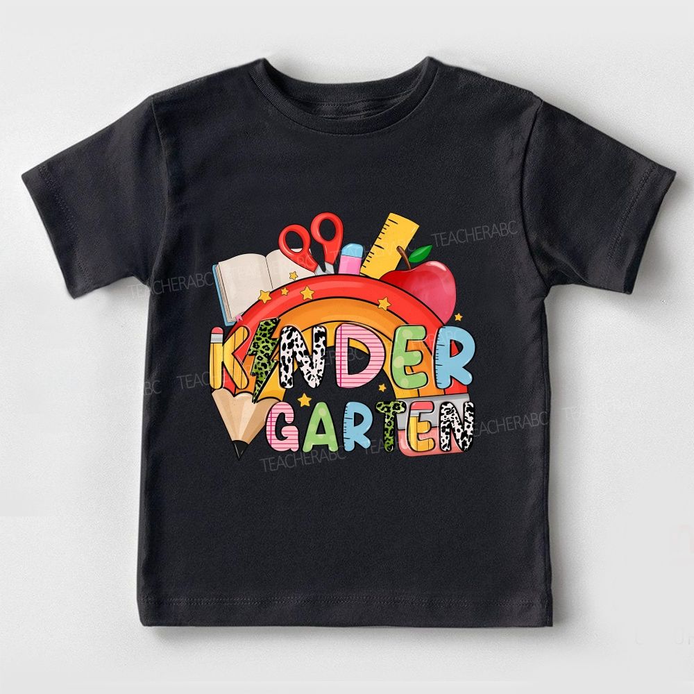 Personalized Grade Leopard Print Letter Rainbow Kindergarten Toddler T-shirts