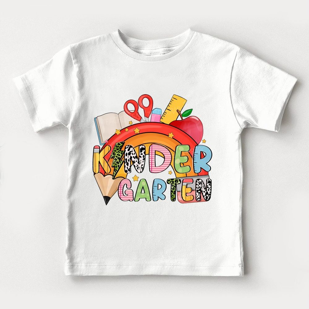 Personalized Grade Leopard Print Letter Rainbow Kindergarten Toddler T-shirts
