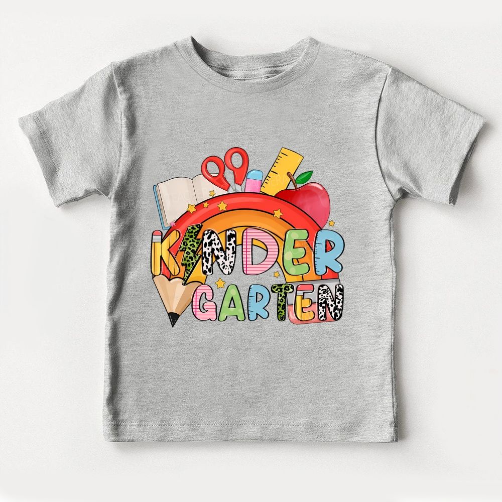 Personalized Grade Leopard Print Letter Rainbow Kindergarten Toddler T-shirts