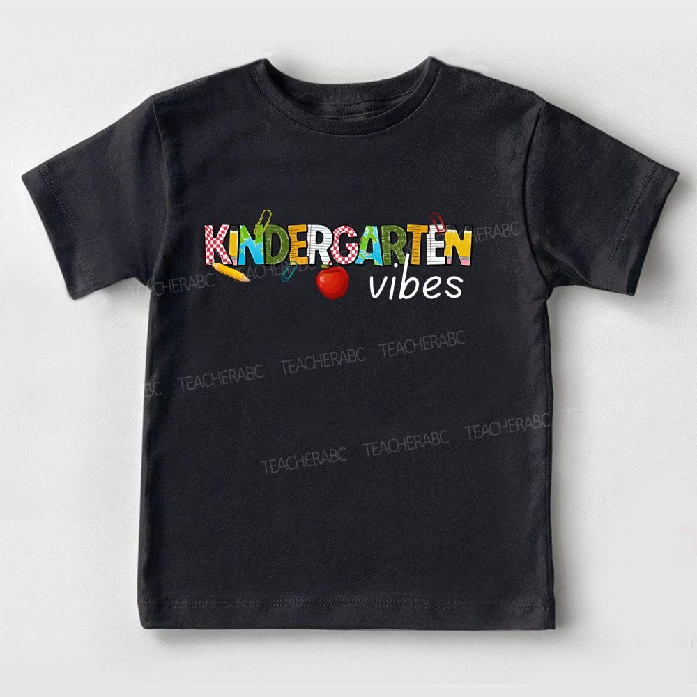 Personalized Grade Kindergarten Vibes Apple Pencil Toddler T-shirts