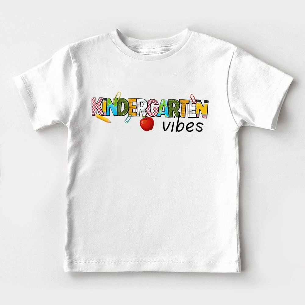 Personalized Grade Kindergarten Vibes Apple Pencil Toddler T-shirts