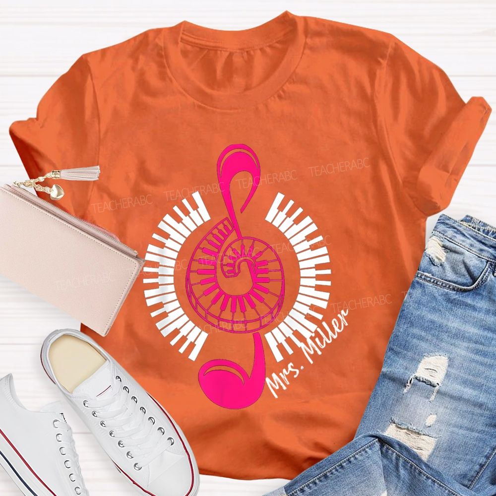 Personalized Name Music Notes Enjoy Music Teacher T-Shirt