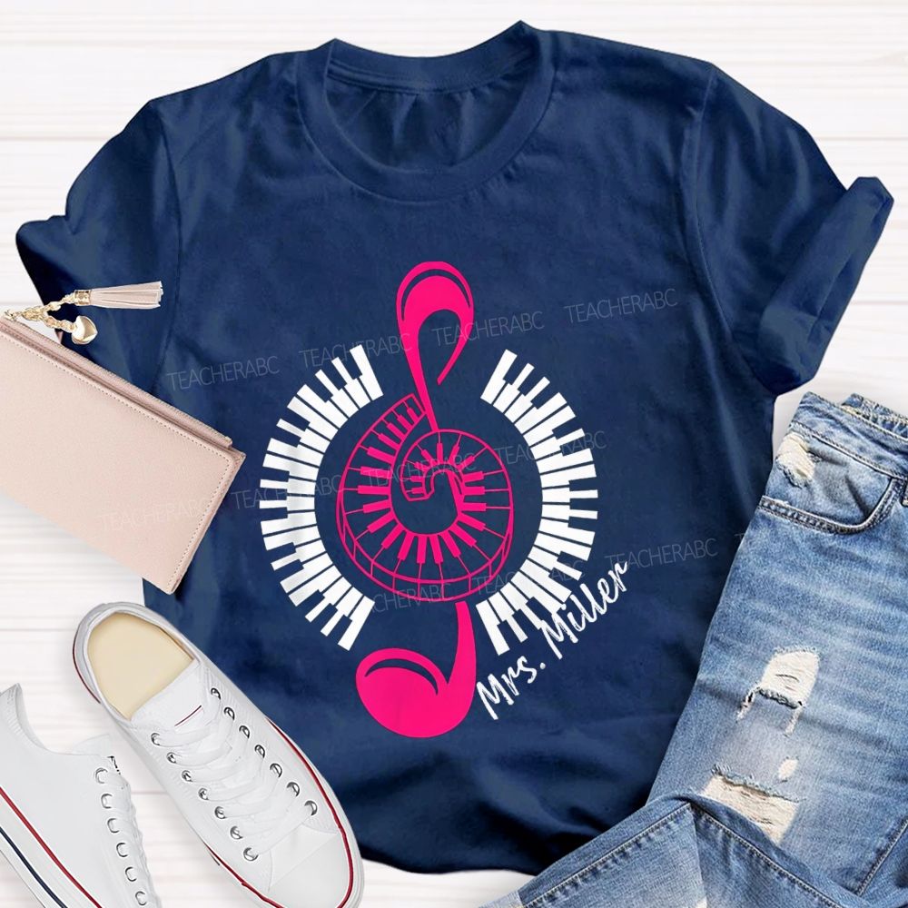 Personalized Name Music Notes Enjoy Music Teacher T-Shirt