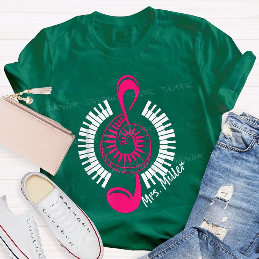 Personalized Name Music Notes Enjoy Music Teacher T-Shirt