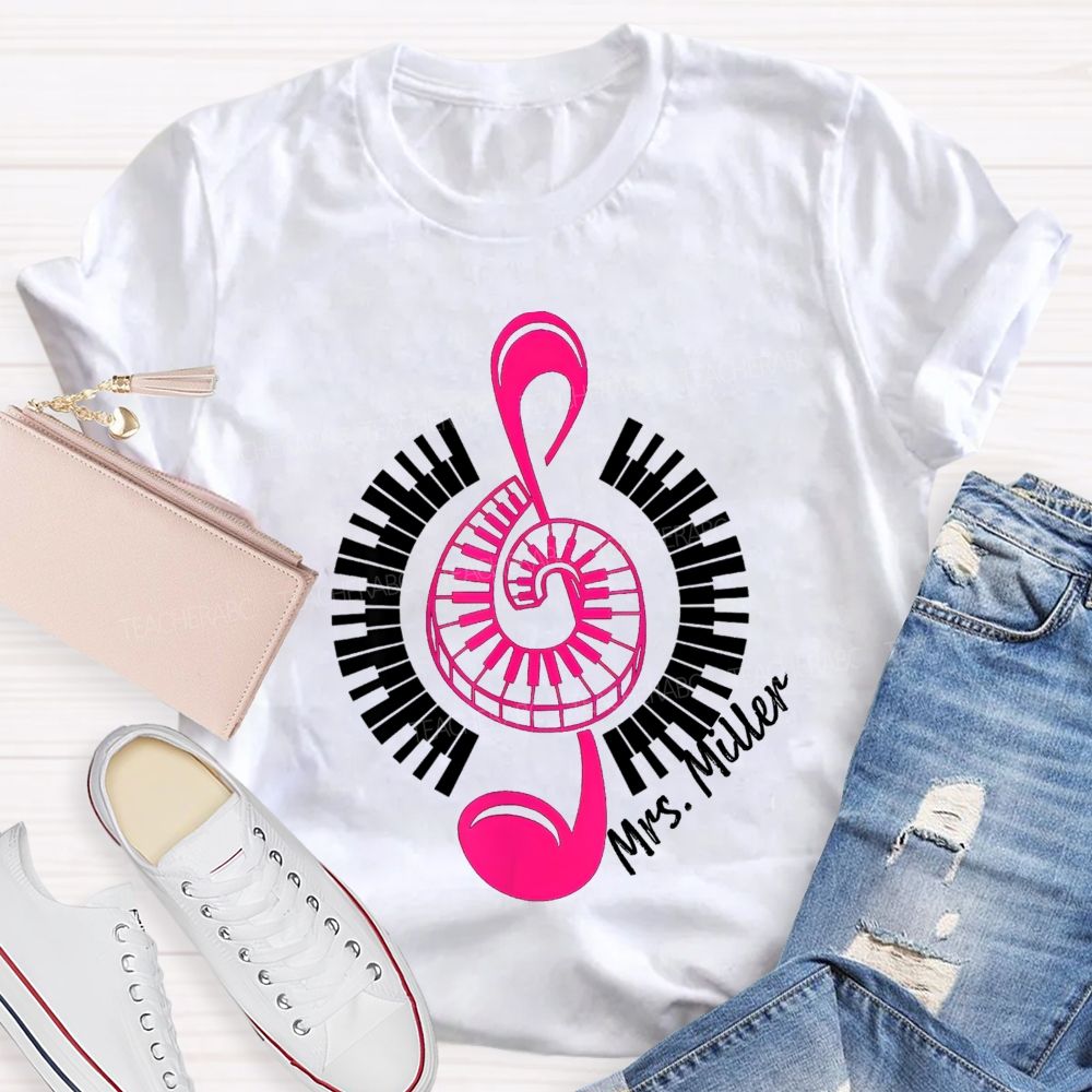 Personalized Name Music Notes Enjoy Music Teacher T-Shirt