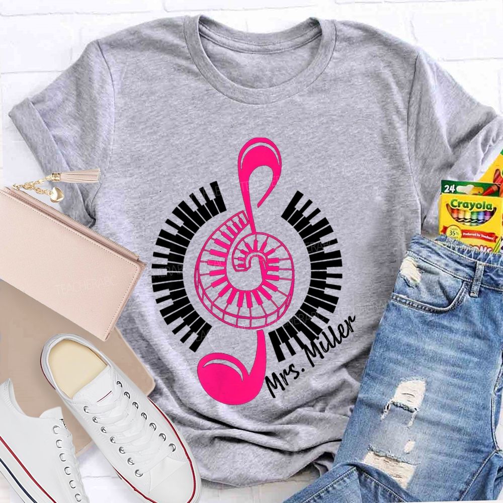 Personalized Name Music Notes Enjoy Music Teacher T-Shirt