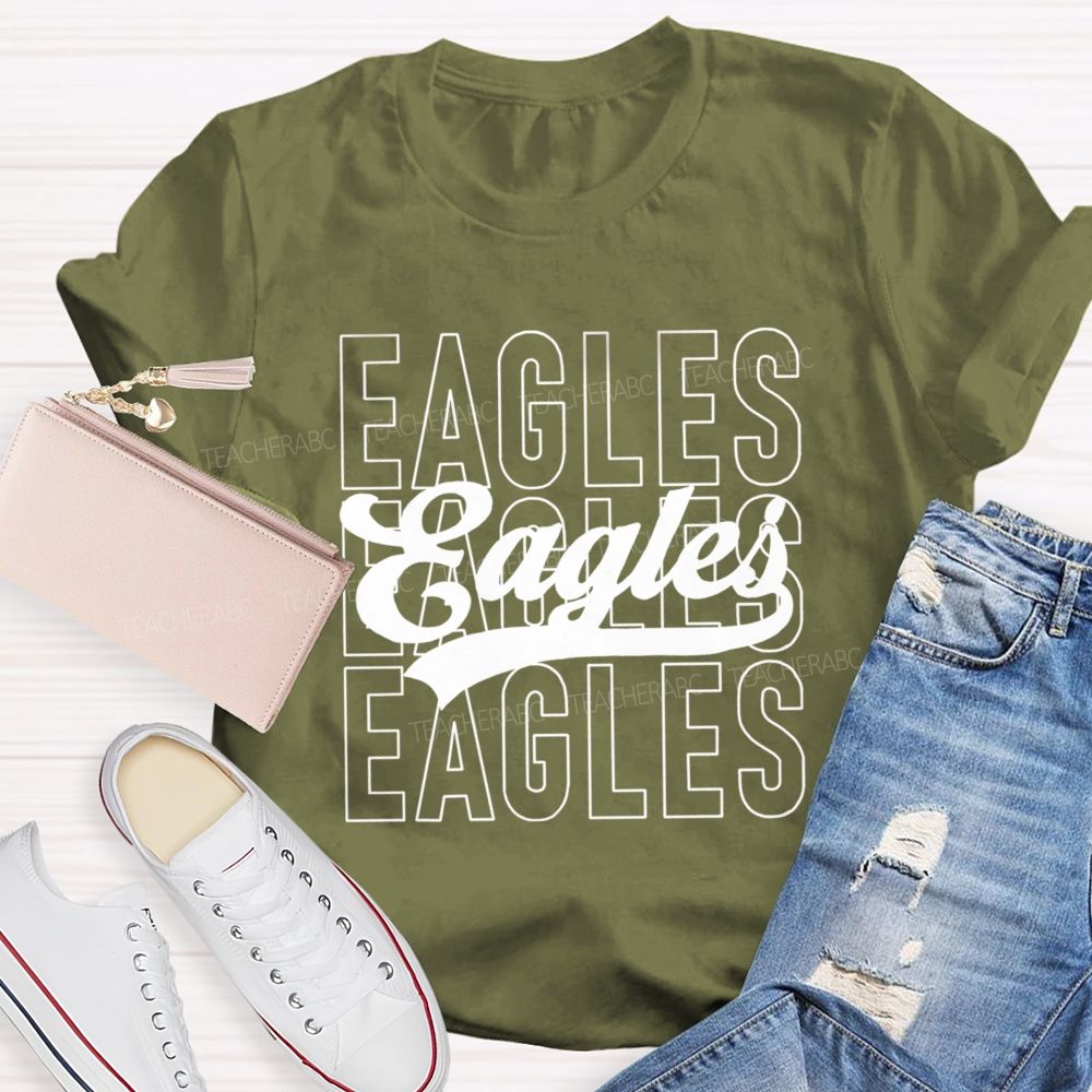 Personalized Mascot Simple Text Fonts Teacher T-Shirt
